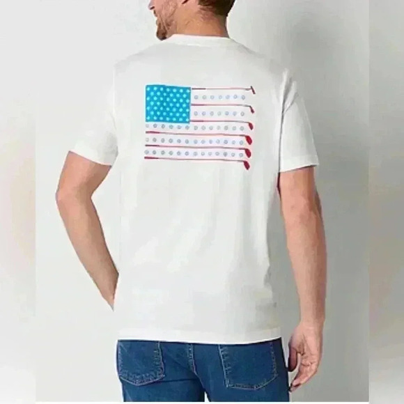 St. John's Bay Mens Crew Neck Short Sleeve Classic Fit Americana Golf T-Shirt L - Picture 1 of 8